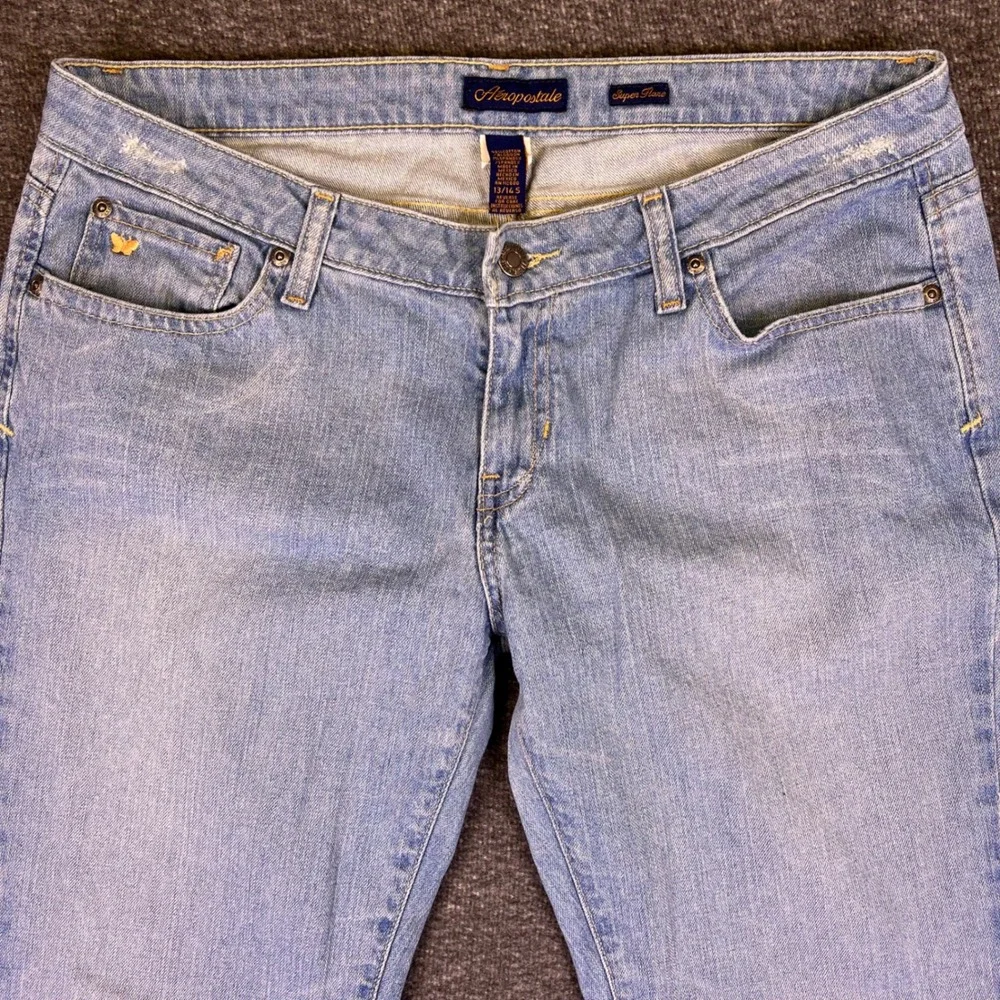 Aeropostale Flare Jeans Womens 13/14S Light Wash Low-Rise Stretch Y2K Fit35x30.5